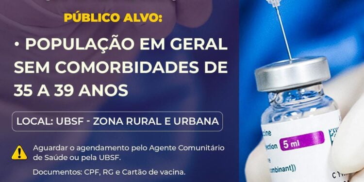 Sesam inicia a imunização da faixa etária de 35 a 39 anos