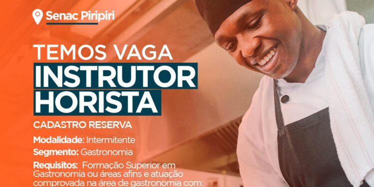 Senac disponibiliza vaga para Instrutor Horista