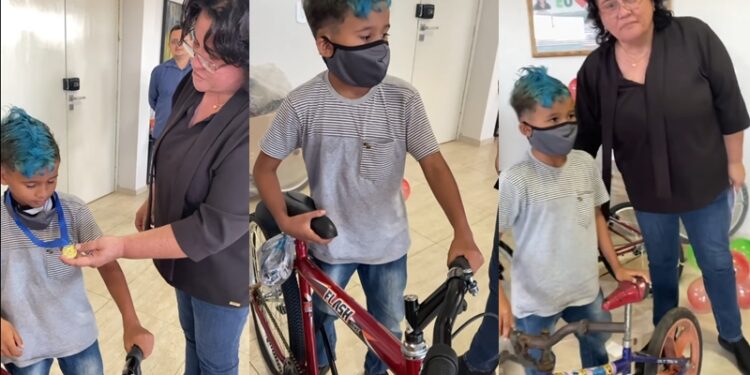 Conheça a história do garoto Ariel que ganhou uma bicicleta da prefeita Jôve Oliveira