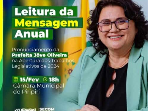 Trabalhos no legislativo municipal retorna hoje(15), com leitura da mensagem anual da Prefeita Jôve Oliveira