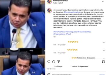 Ciro Nogueira agradece deputado Henrique Pires após corrigir Georgiano sobre retomada de obra em Batalha-PI