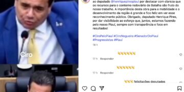 Ciro Nogueira agradece deputado Henrique Pires após corrigir Georgiano sobre retomada de obra em Batalha-PI