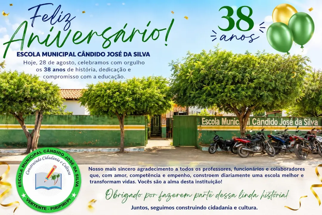 Escola Municipal Cândido José da Silva celebra 38 anos de história e transformação em Vertentes