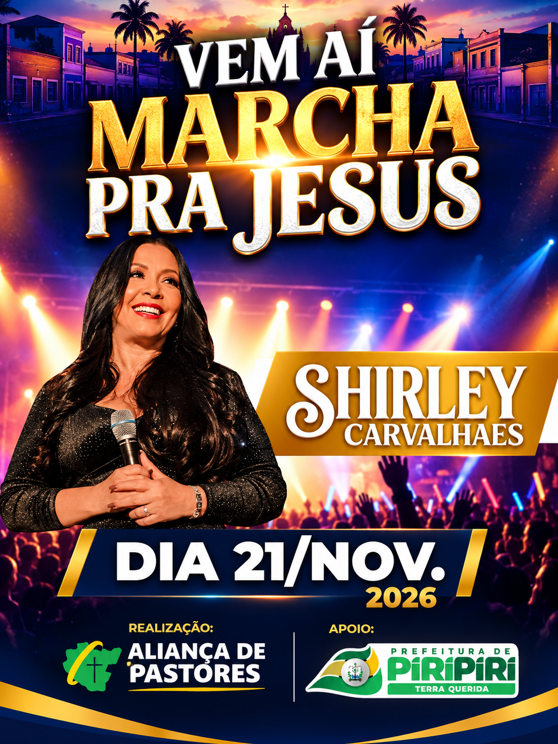 Shirley Carvalhaes será atração da Marcha para Jesus em Piripiri no dia 21 de novembro